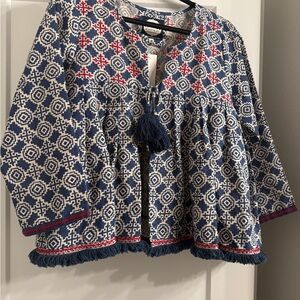 Sundance Blue and Red Patterned Blouse